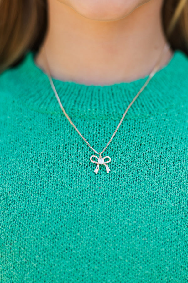 Girls: The Dainty Gold Bow Necklace