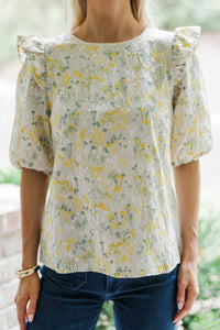 With Intention Taupe Floral Blouse