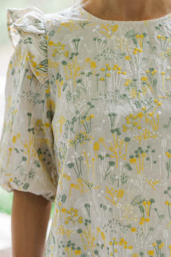 With Intention Taupe Floral Blouse