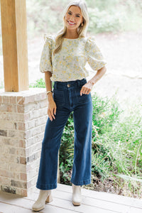 With Intention Taupe Floral Blouse