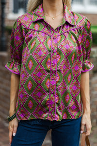 The Weekend Wander Olive Blouse