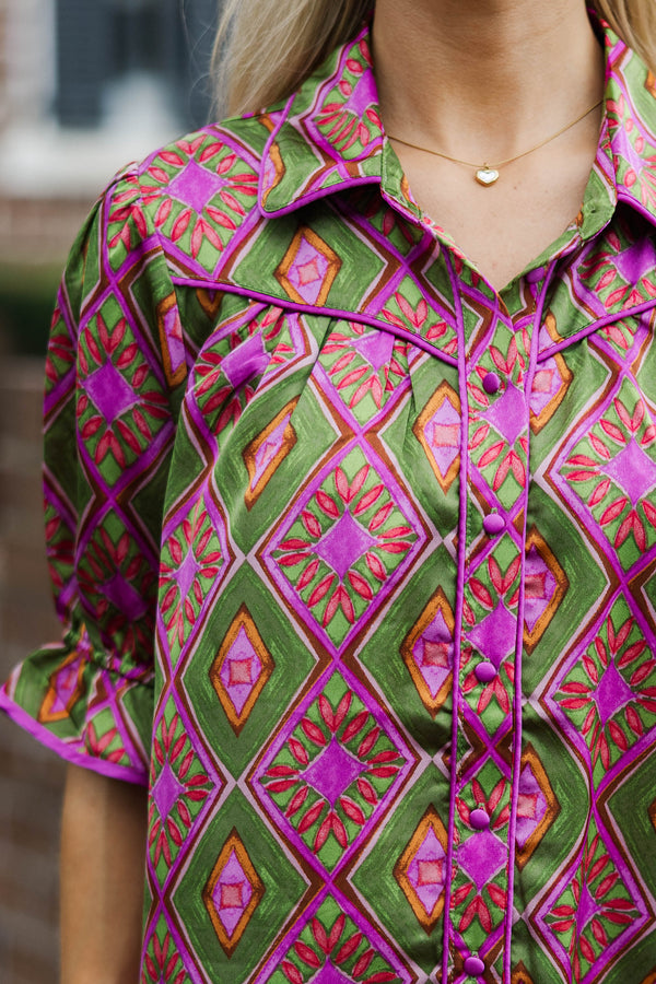 The Weekend Wander Olive Blouse