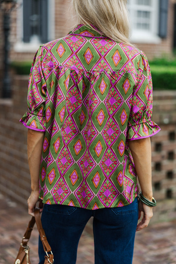 The Weekend Wander Olive Blouse