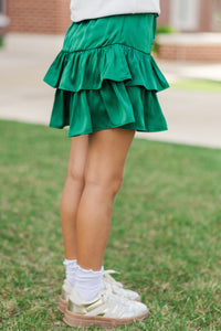 Girls: Take The Leap Emerald Green Ruffled Skort