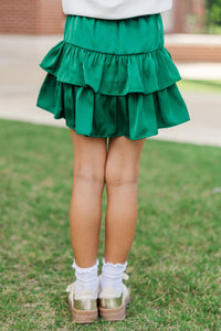 Girls: Take The Leap Emerald Green Ruffled Skort