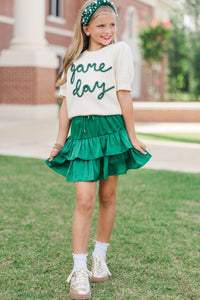 Girls: Take The Leap Emerald Green Ruffled Skort