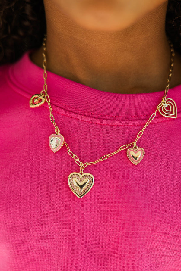 Girls: The Lovebug Pink Heart Charm Necklace