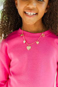 Girls: The Lovebug Pink Heart Charm Necklace