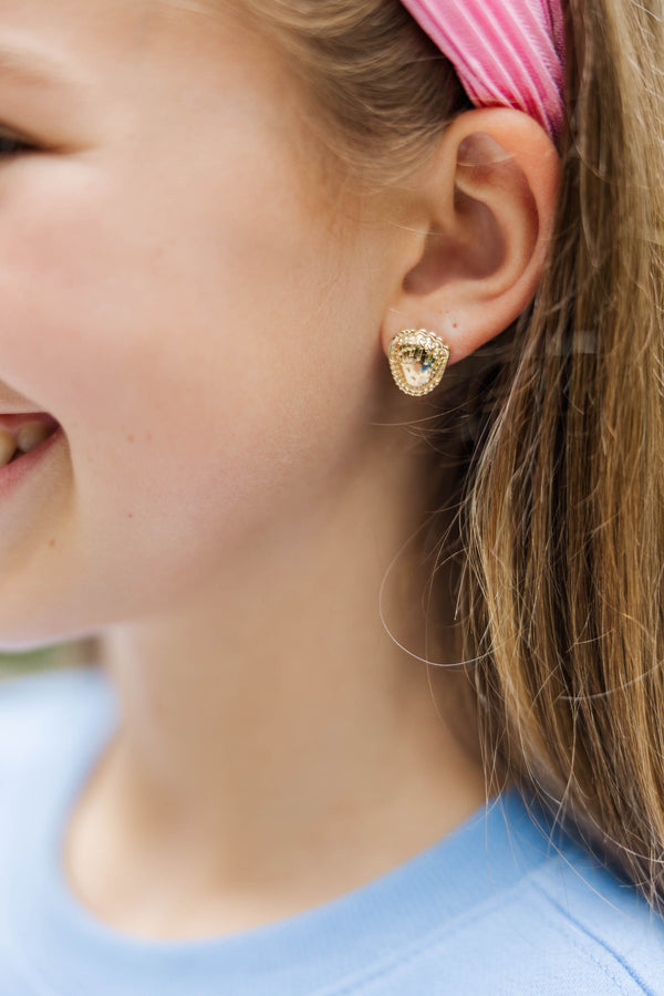 Girls: Bases Loaded Gold Softball Glove Earrings