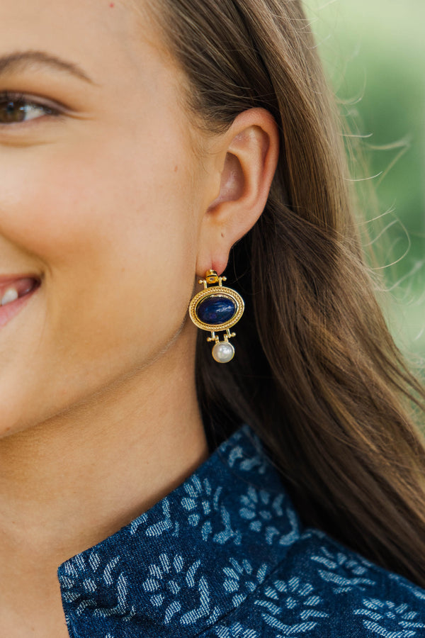 Midnight Muse Navy Blue Earrings