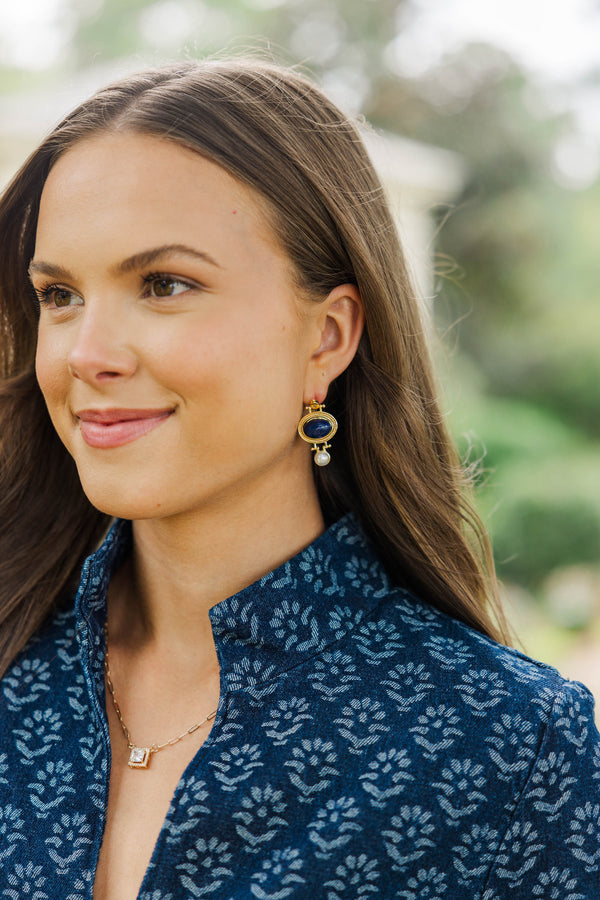Midnight Muse Navy Blue Earrings