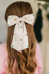 Girls: Sparkle & Shine White Hair Bow