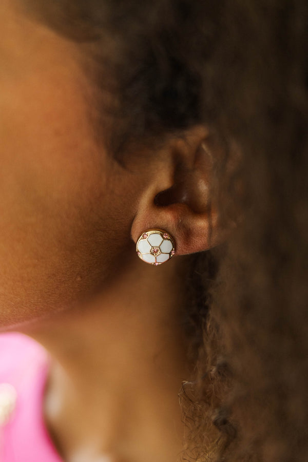 Girls: Goal Getter Pink Soccer Earrings Set