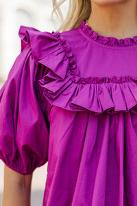 Say Less Magenta Ruffled Blouse