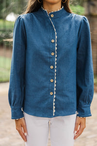 Marvelous Time Blue Denim Blouse