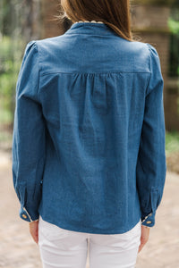 Marvelous Time Blue Denim Blouse