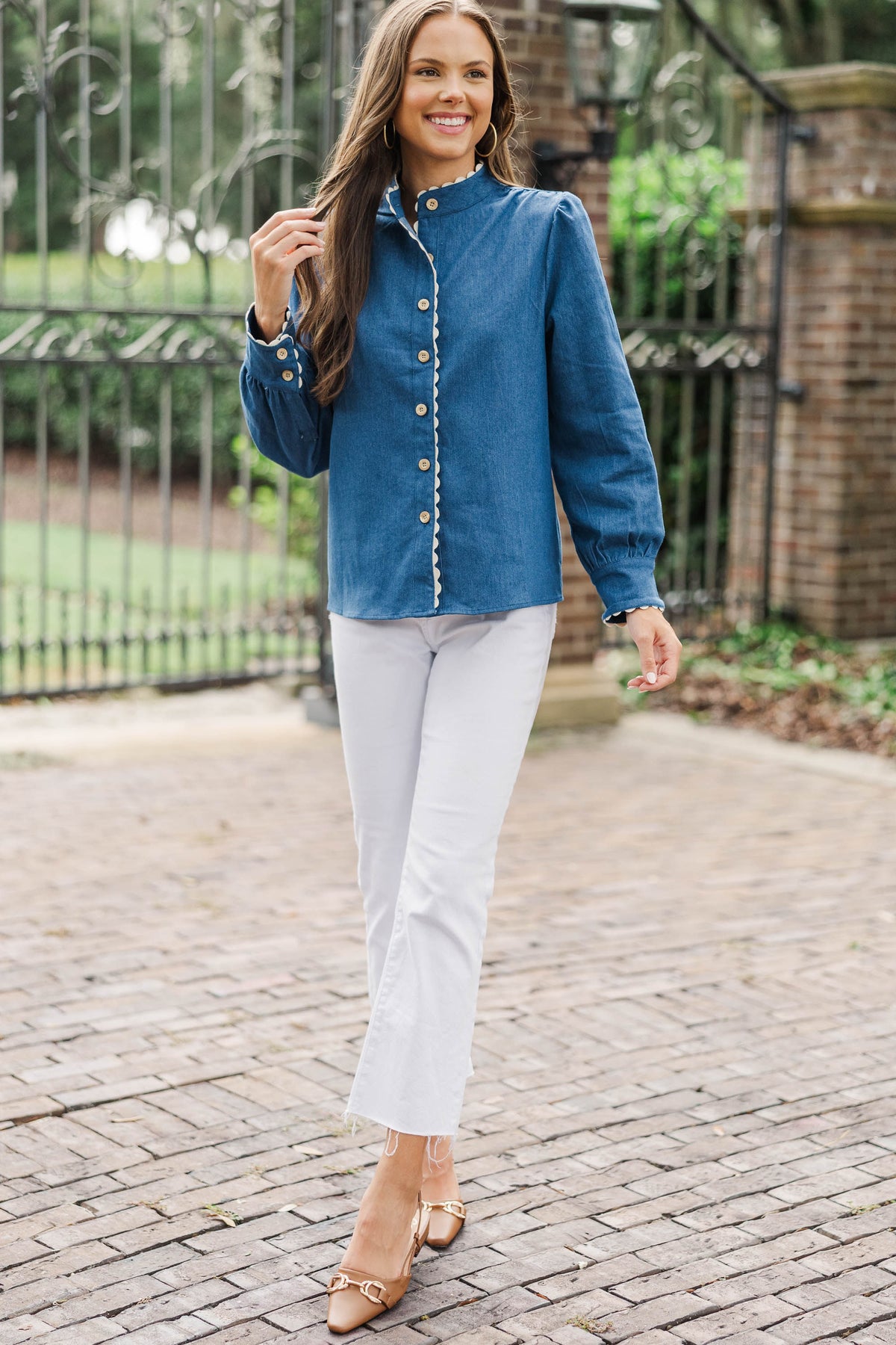 Marvelous Time Blue Denim Blouse – Shop the Mint