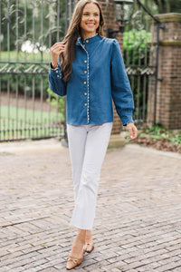 Marvelous Time Blue Denim Blouse