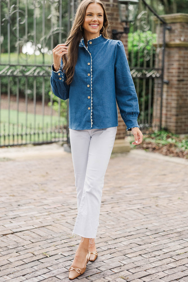 Marvelous Time Blue Denim Blouse