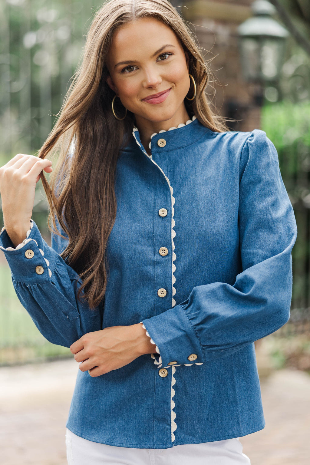 Marvelous Time Blue Denim Blouse – Shop the Mint