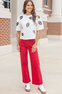 First Down Fun Black & Gold Football Sequin Top