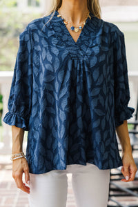 Midnight Garden Navy Floral Blouse
