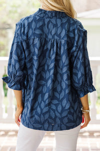Midnight Garden Navy Floral Blouse