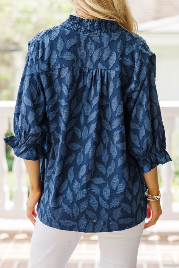 Midnight Garden Navy Floral Blouse