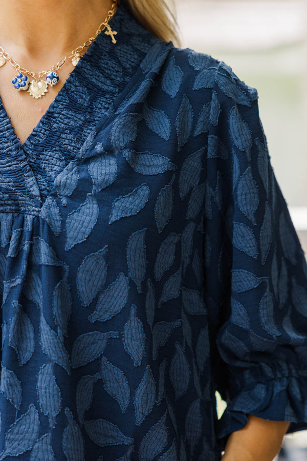 Midnight Garden Navy Floral Blouse