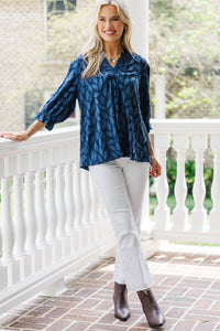 Midnight Garden Navy Floral Blouse