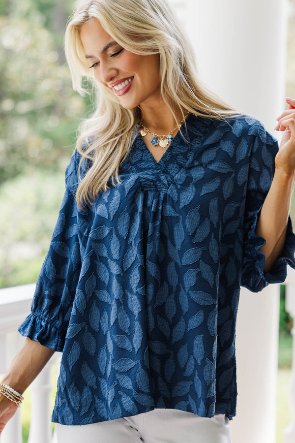 Midnight Garden Navy Floral Blouse