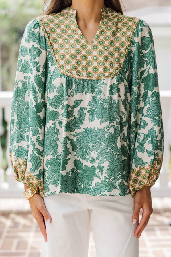 In The Trees Green Medallion Blouse