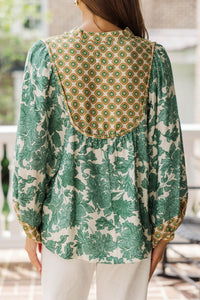 In The Trees Green Medallion Blouse