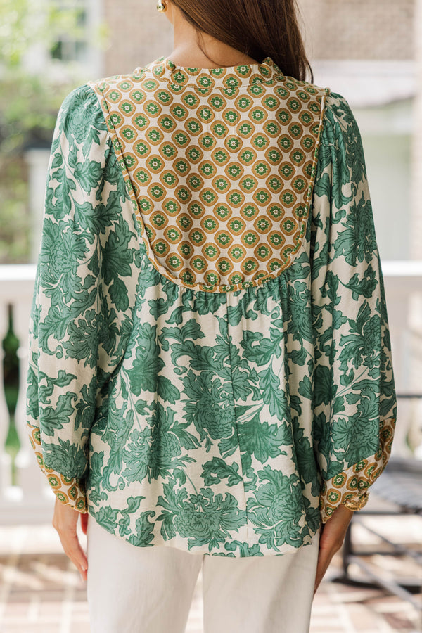 In The Trees Green Medallion Blouse