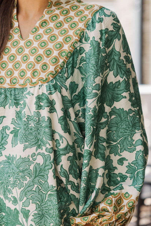 In The Trees Green Medallion Blouse
