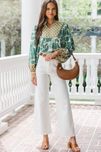 In The Trees Green Medallion Blouse