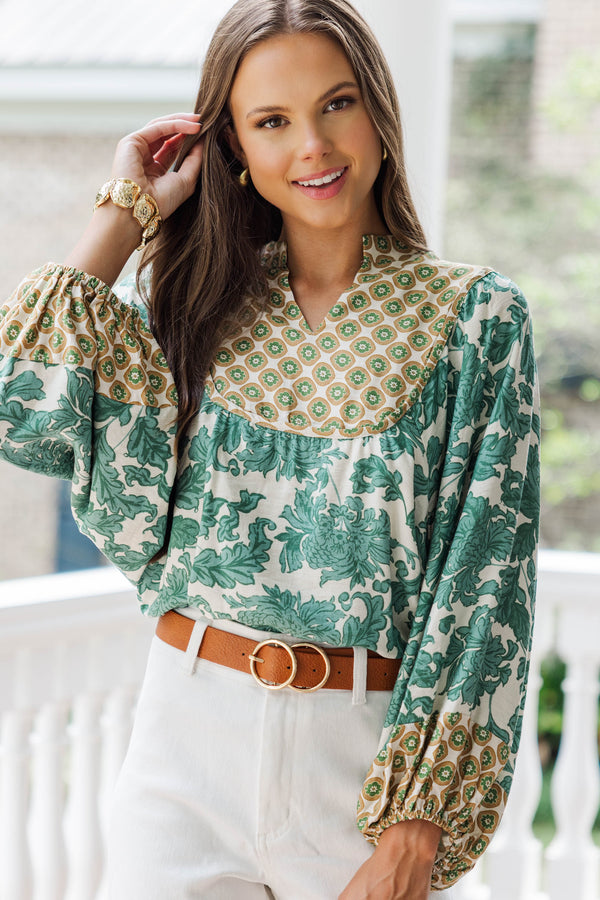 In The Trees Green Medallion Blouse