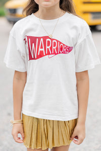 Girls: Warriors Pennant White Graphic Tee