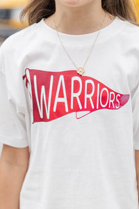 Girls: Warriors Pennant White Graphic Tee