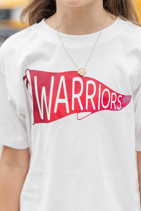 Girls: Warriors Pennant White Graphic Tee