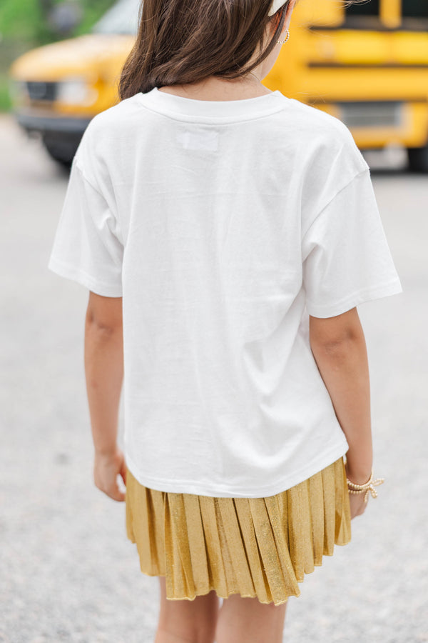 Girls: Warriors Pennant White Graphic Tee