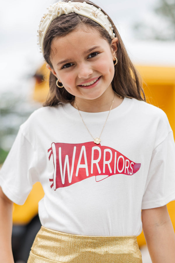Girls: Warriors Pennant White Graphic Tee