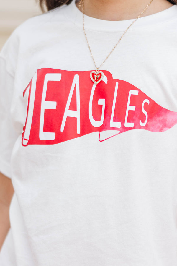 Girls: Eagles Pennant White Graphic Tee