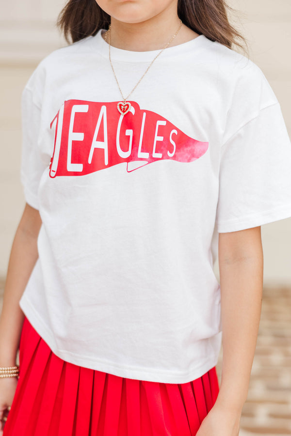 Girls: Eagles Pennant White Graphic Tee