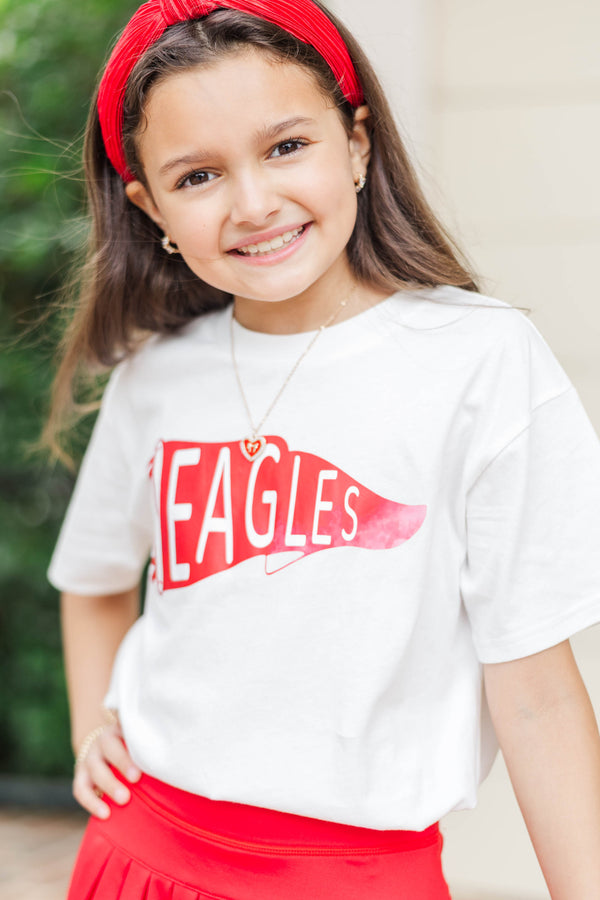 Girls: Eagles Pennant White Graphic Tee