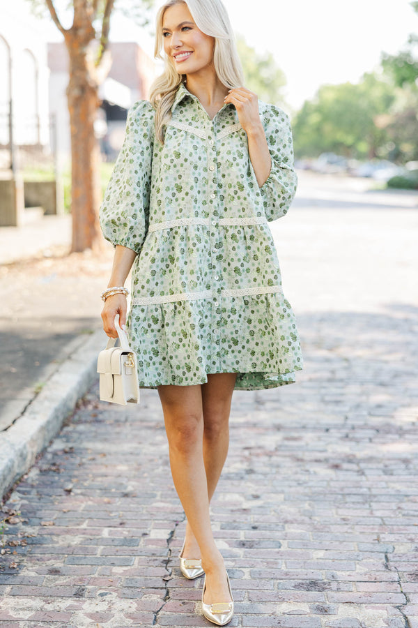 floral babydoll dress Moments Like This Olive Floral Babydoll Dress, Large - The Mint Julep Boutique
