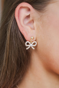 Girls: Feeling Cute Pearl Bow Earrings