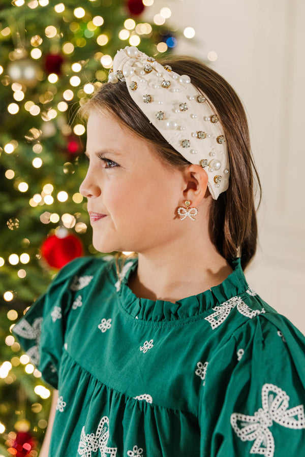 Girls: Feeling Cute Pearl Bow Earrings