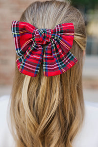 Girls: Best Season Red Plaid Hair Bow