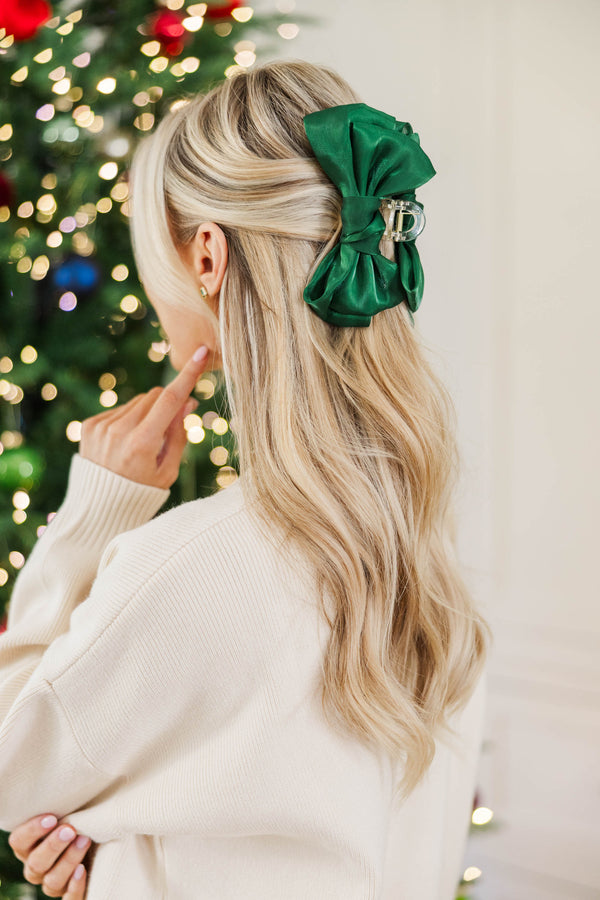 The Rylee Emerald Bow Claw Clip